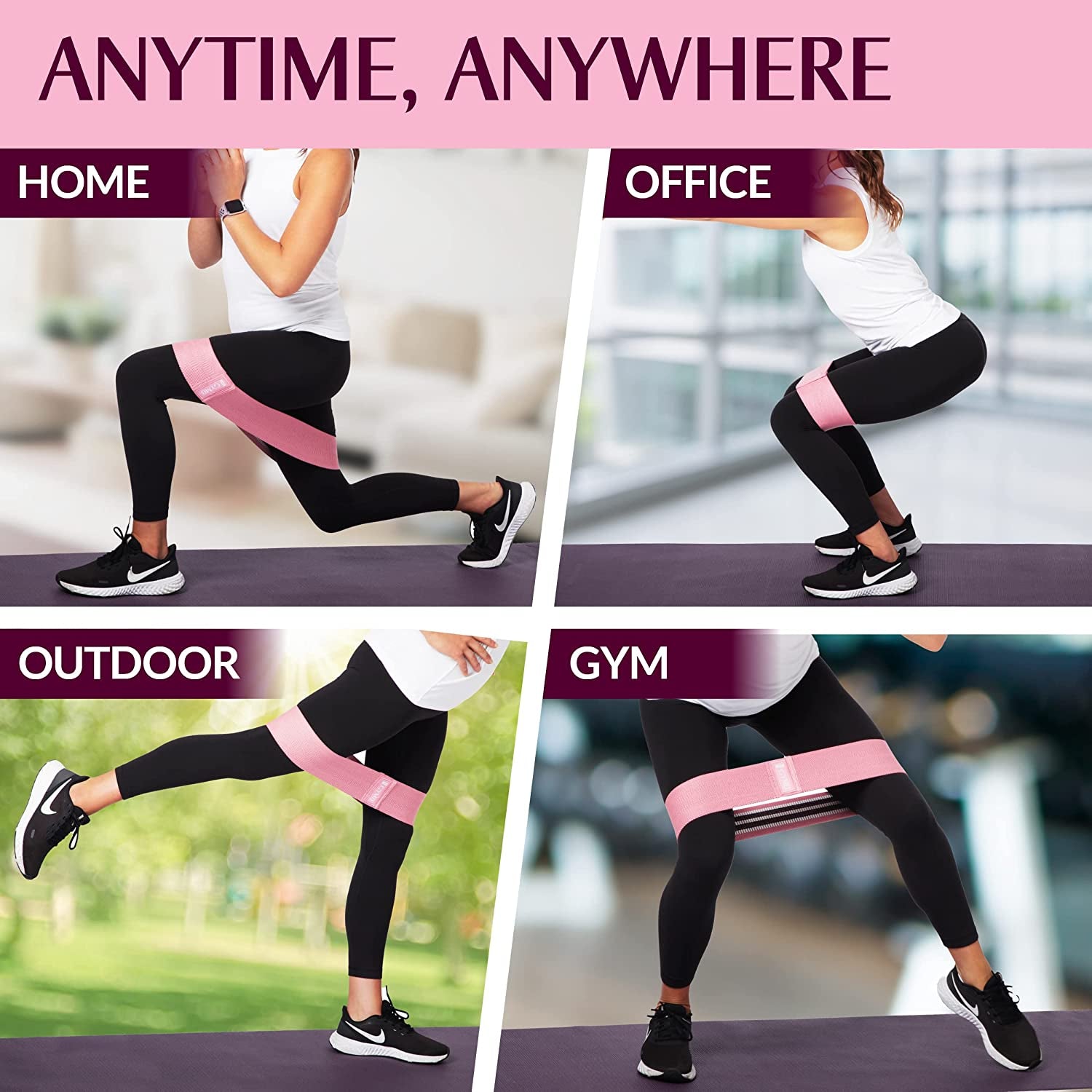 Gymb Premium Resistance Bands for Working Out - Exercise Bands to Workout Glutes, Thighs & Legs - Non Slip Cloth Booty Bands for Gym & Home Fitness, Yoga, Strength & Pilates for Men/Women - 3 Levels