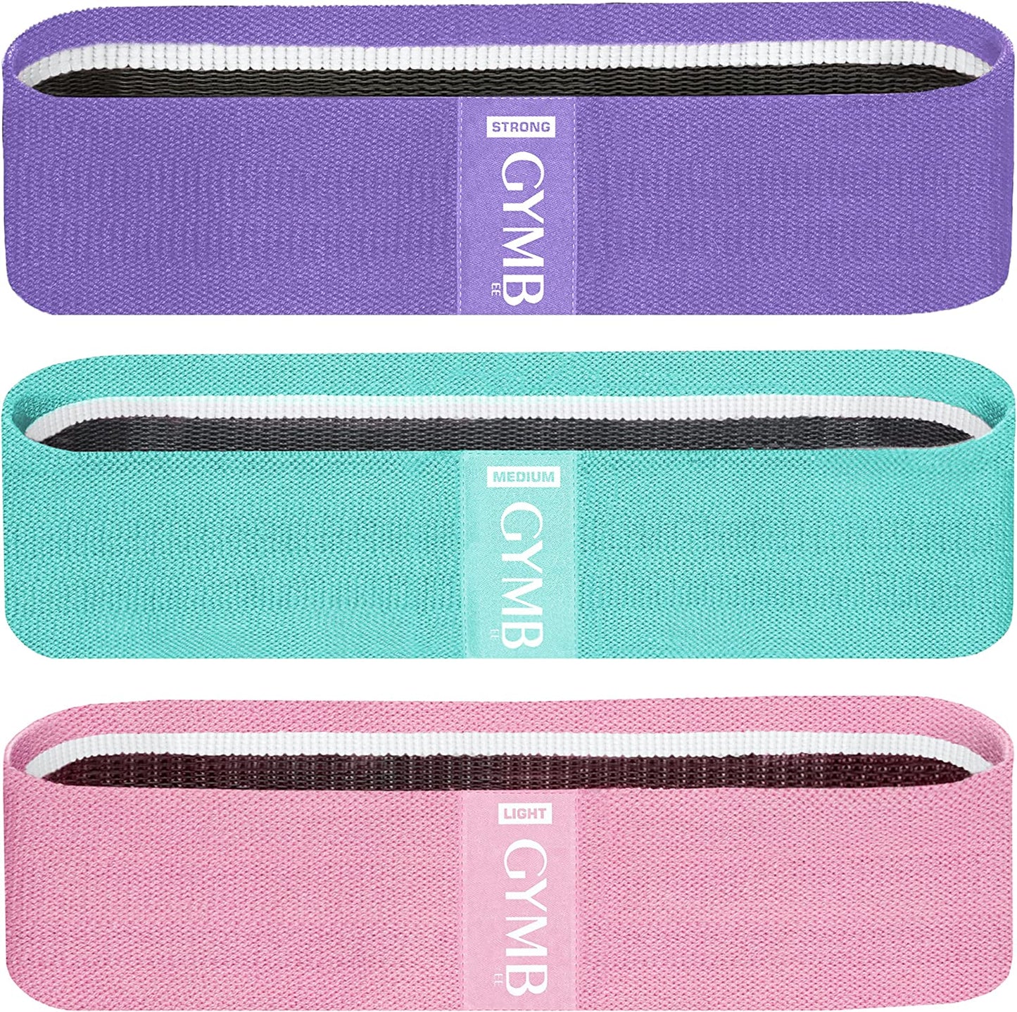 Gymb Premium Resistance Bands for Working Out - Exercise Bands to Workout Glutes, Thighs & Legs - Non Slip Cloth Booty Bands for Gym & Home Fitness, Yoga, Strength & Pilates for Men/Women - 3 Levels