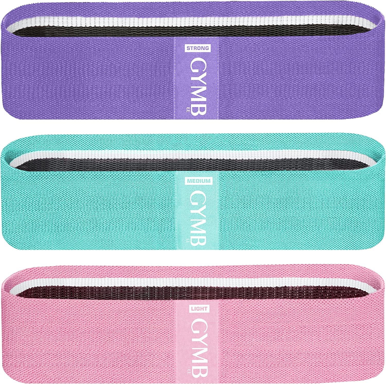 Gymb Premium Resistance Bands for Working Out - Exercise Bands to Workout Glutes, Thighs & Legs - Non Slip Cloth Booty Bands for Gym & Home Fitness, Yoga, Strength & Pilates for Men/Women - 3 Levels