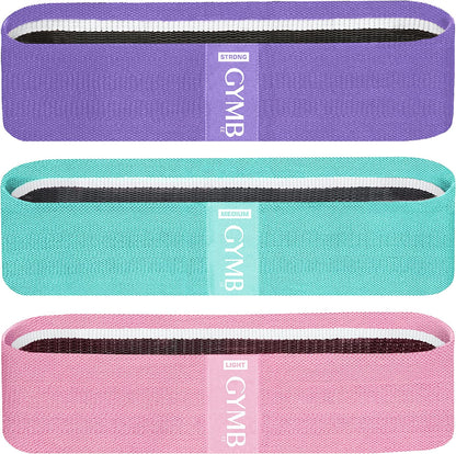 Gymb Premium Resistance Bands for Working Out - Exercise Bands to Workout Glutes, Thighs & Legs - Non Slip Cloth Booty Bands for Gym & Home Fitness, Yoga, Strength & Pilates for Men/Women - 3 Levels
